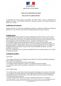 VIGILANCE METEOROLOGIQUE  : BULLETIN D’ALERTE METEO