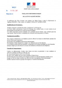 Vigilance météorologique : bulletin d’alerte météo