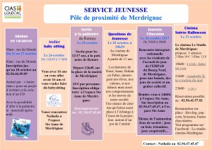Programme jeunesse : vacances de la toussaint 2017