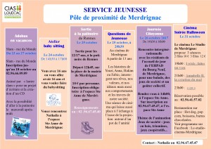 Programme jeunesse : vacances de la toussaint 2017