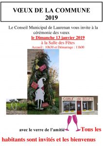 Cérémonie des vœux : dimanche 13 janvier 2019