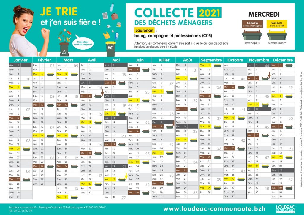 Collecte 2021 : calendrier