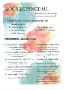 Sous le pinceau … 9 ateliers d’initiation à l’histoire de l’art