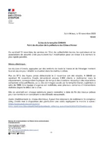 Tempête CIARAN : point de situation de la Préfecture au 10 novembre 2023