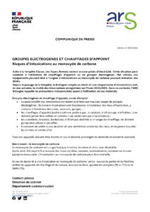 Communiqué de l’ARS : groupes électrogènes et chauffages d’appoint