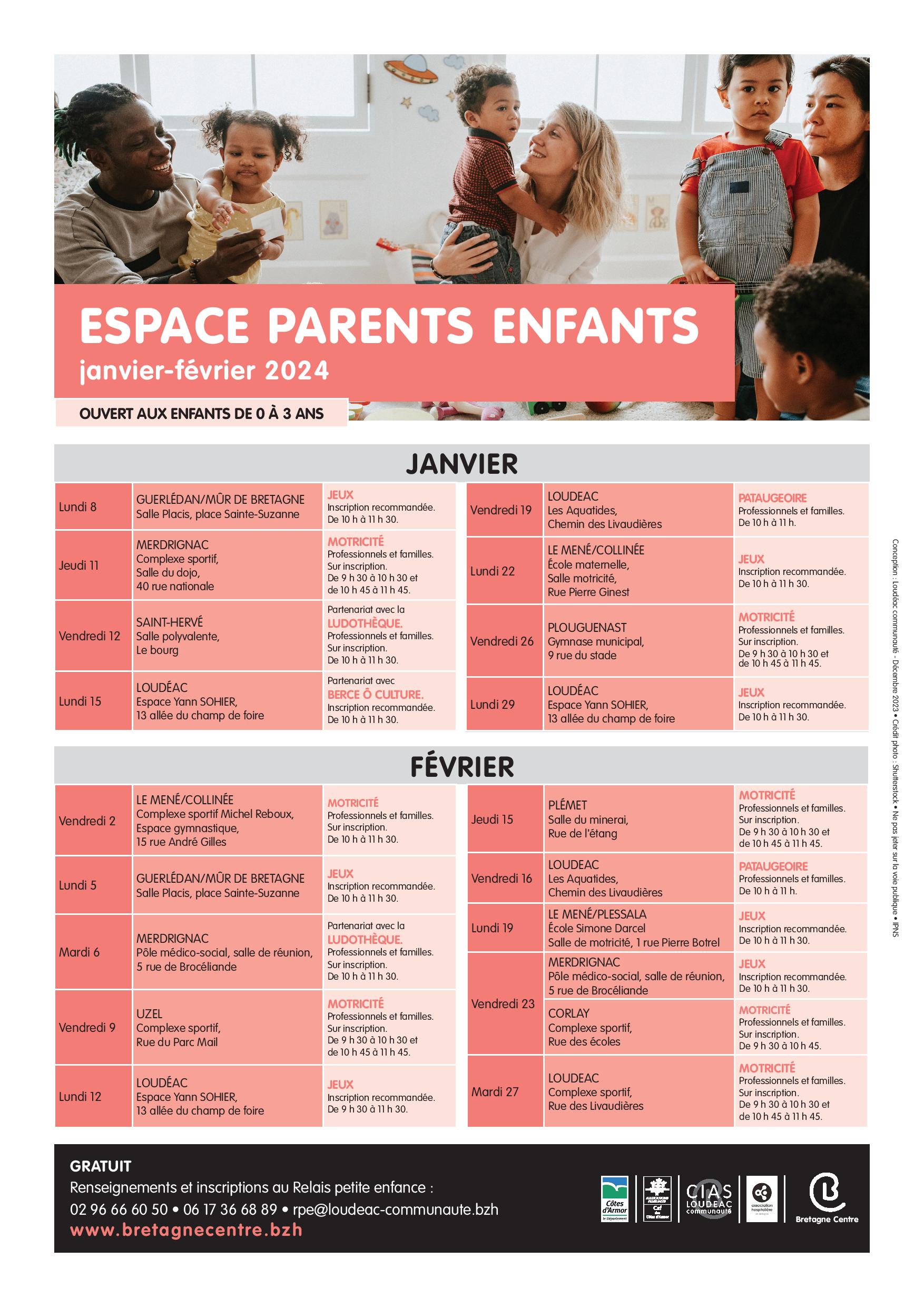 Calendrier 2024 espace parents/enfants – Laurenan