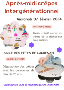 Animation intergénérationnelle à la Salle des Fêtes le mercredi 07 février 2024