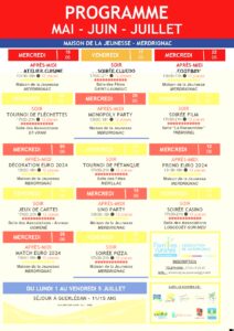 Pôle Jeunesse : programme mai, juin et juillet 2024