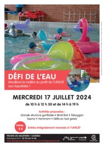 Piscine des Aquatides : défi de l’eau du 17 juillet 2024