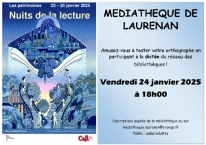 Médiathèque nuits de la lecture : Vendredi 24 janvier 2025, à 18h00