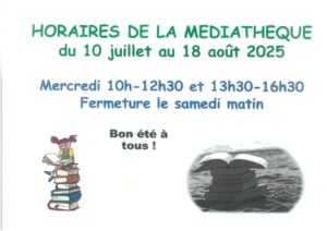 Médiathèque horaires d’été
