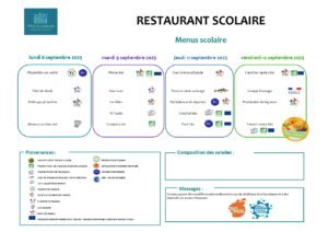 Restauration scolaire : menus du 08 au 12 septembre 2025