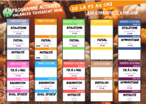 Programme Cap Sports : congés de Toussaint 2026
