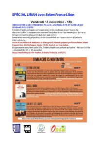 Exposition, rencontres et des films sur le Liban en novembre 2026